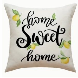 NEW "HOME SWEET HOME" LEMONS LINEN DECORATIVE HOME DECOR PILLOW COVER 17.7"